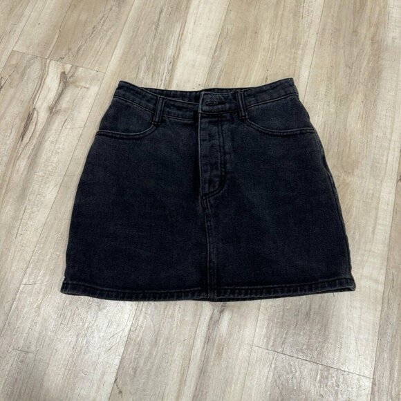 John Galt Denim‎ Jean Skirt Black Small Button Fly Mini Juniors Hipster Rocker S - Picture 6 of 9